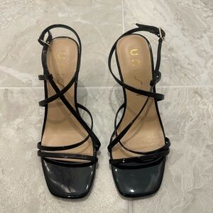 Unisa Glossy Black Strappy Heels